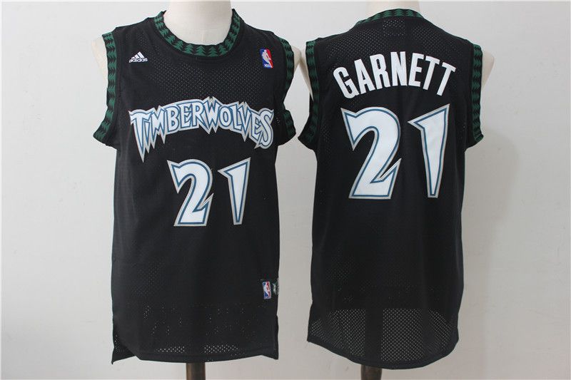 Men Minnesota Timberwolves 21 Garnett Black Adidas NBA Jerseys